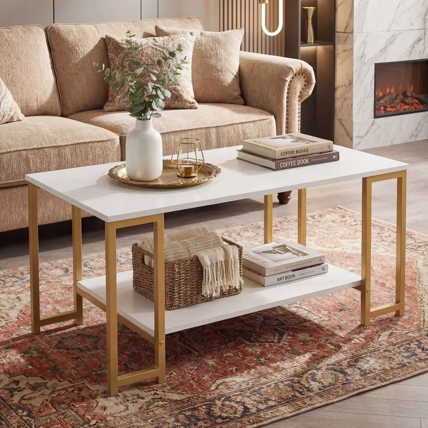 Modern Accent Table with Open Storage Shelf for Apartment and Lounge by DirectDeals