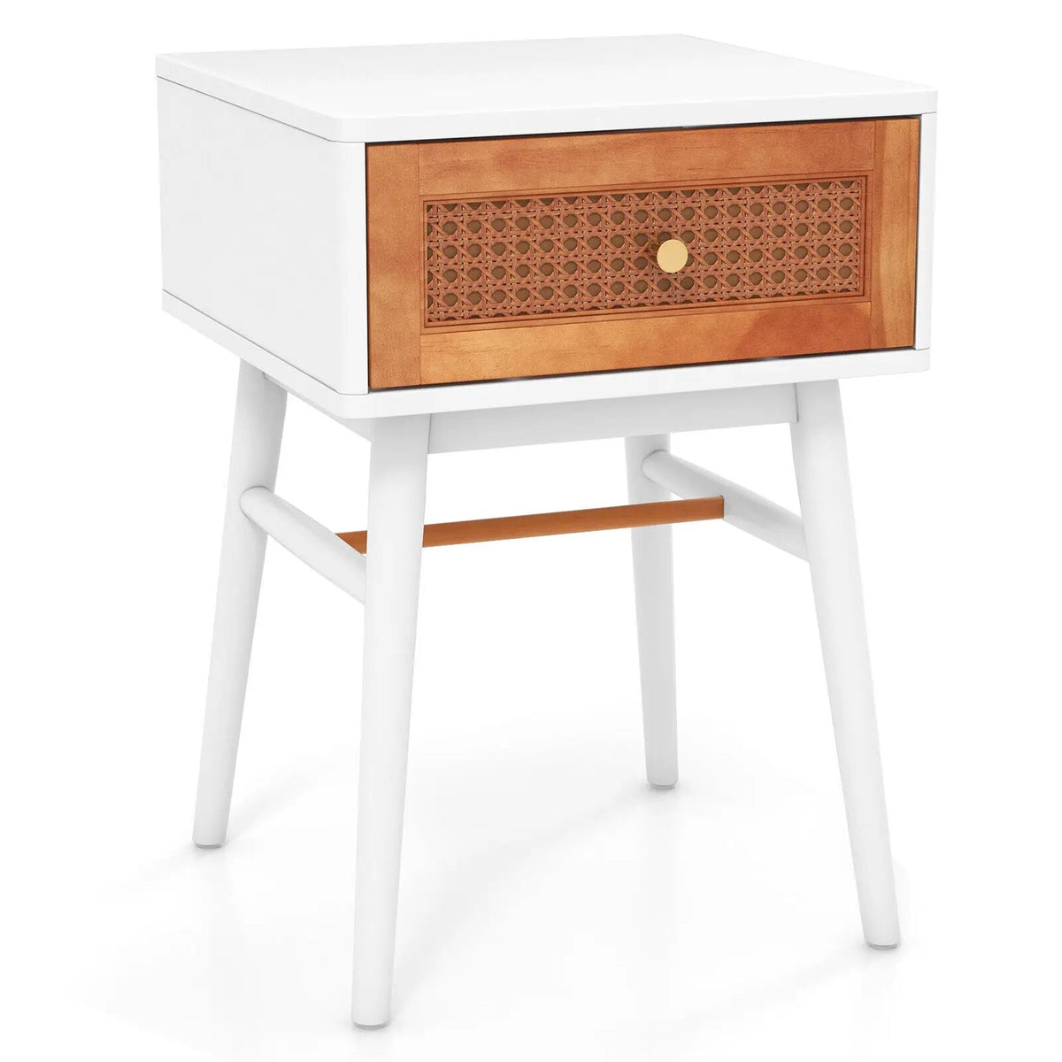 1-Drawer Modern Bedside Table with Solid Wood Legs by DirectDeals