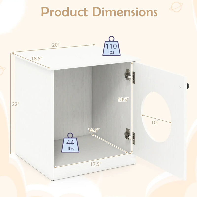 Cat Litter Box Enclosure with Nightstand Top - White by DirectDeals