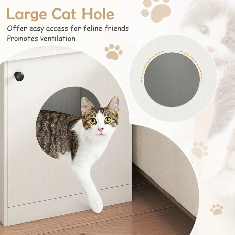 Cat Litter Box Enclosure with Nightstand Top - White by DirectDeals
