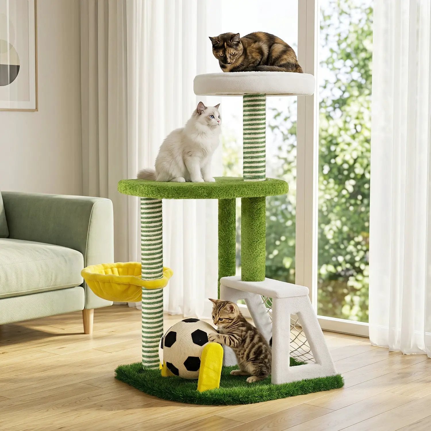 Multi-Level Cat Tree with Soccer Field & Hammock by DirectDeals