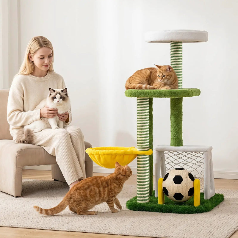 Multi-Level Cat Tree with Soccer Field & Hammock by DirectDeals