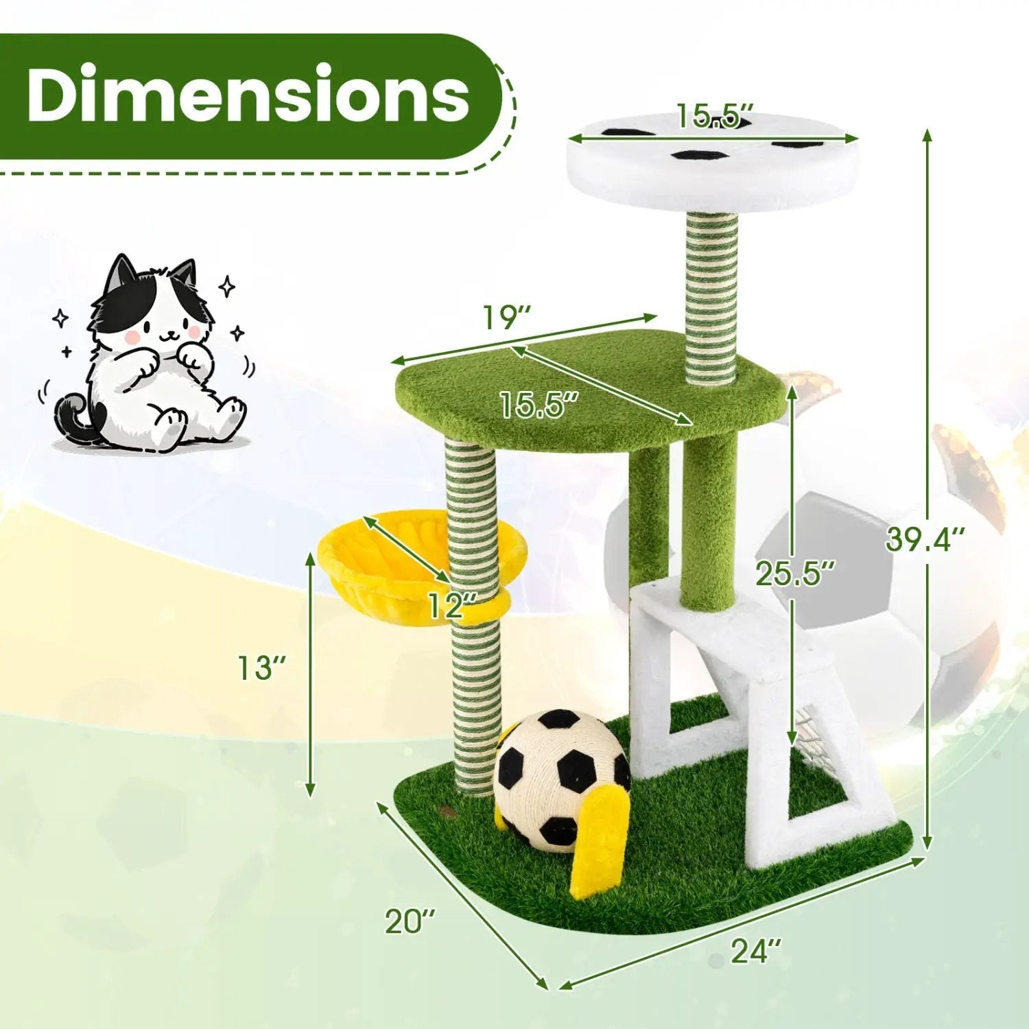 Multi-Level Cat Tree with Soccer Field & Hammock by DirectDeals