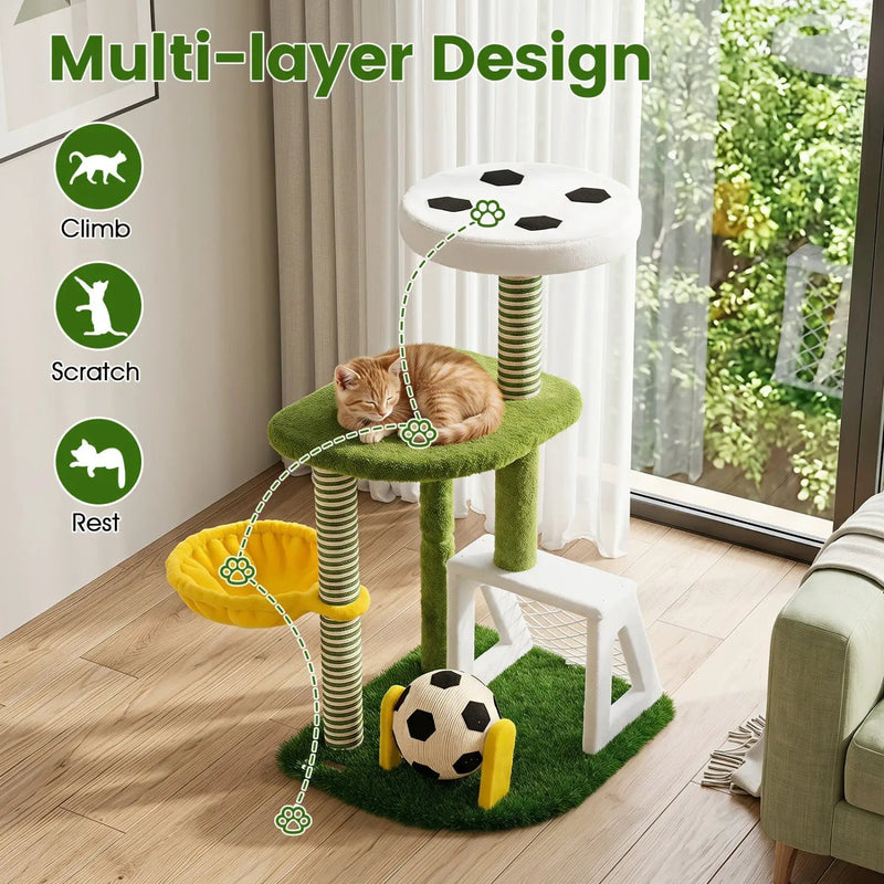 Multi-Level Cat Tree with Soccer Field & Hammock by DirectDeals