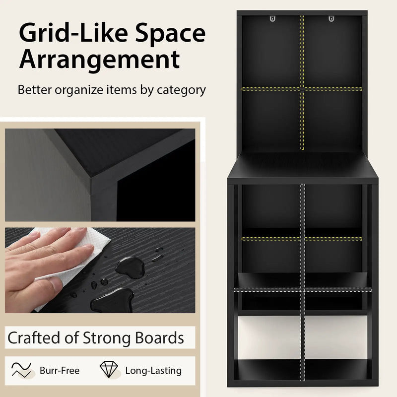 Modern Computer Desk with 12 Cubes Bookshelf-Black by DirectDeals