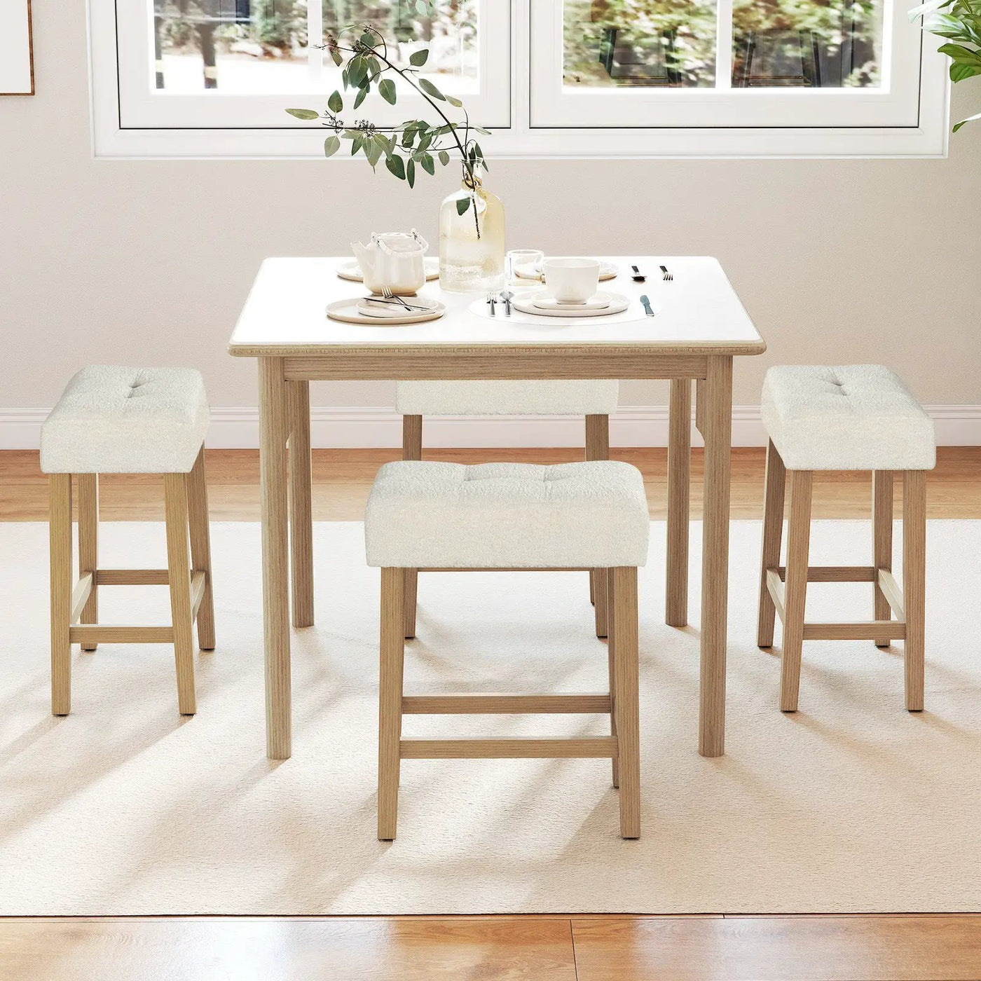 Modern Counter Height Bar Stools Set of 2 with Rubber Wood Legs by DirectDeals