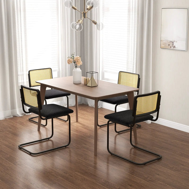 2 Pieces Mid-Century Modern Dining Chair with Cantilever Design-Black by DirectDeals