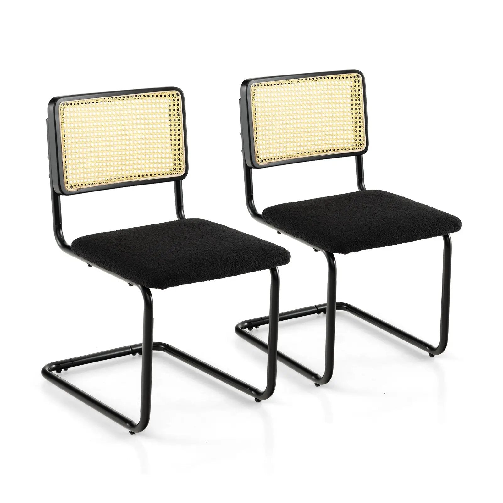 2 Pieces Mid-Century Modern Dining Chair with Cantilever Design-Black by DirectDeals