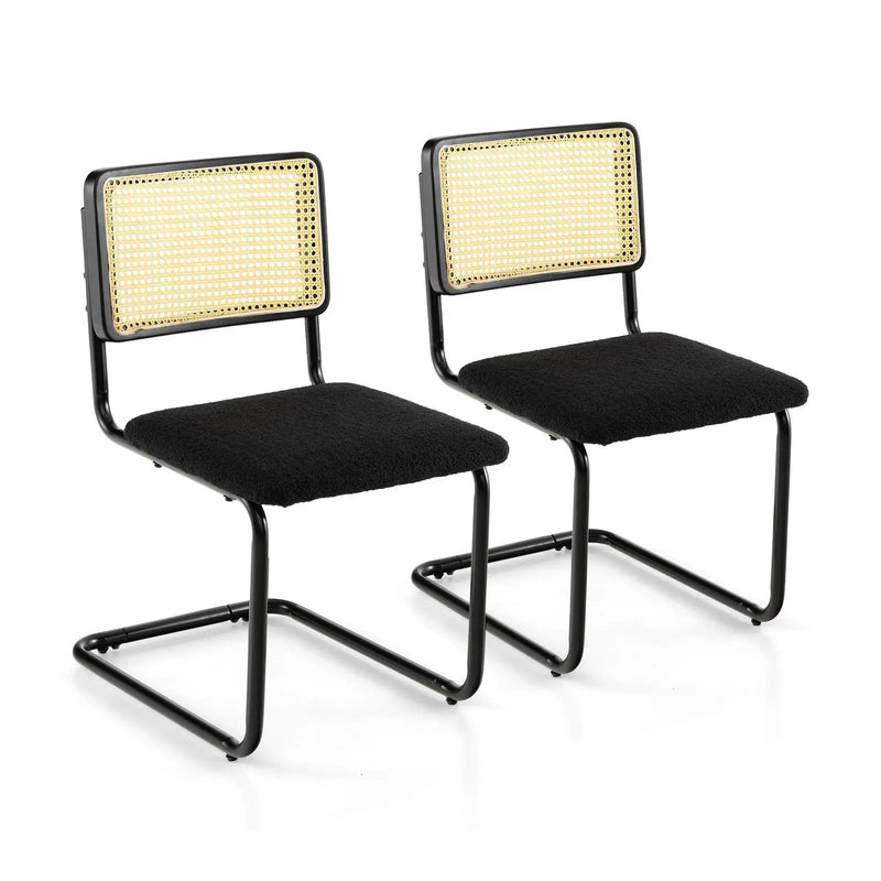 2 Pieces Mid-Century Modern Dining Chair with Cantilever Design-Black by DirectDeals