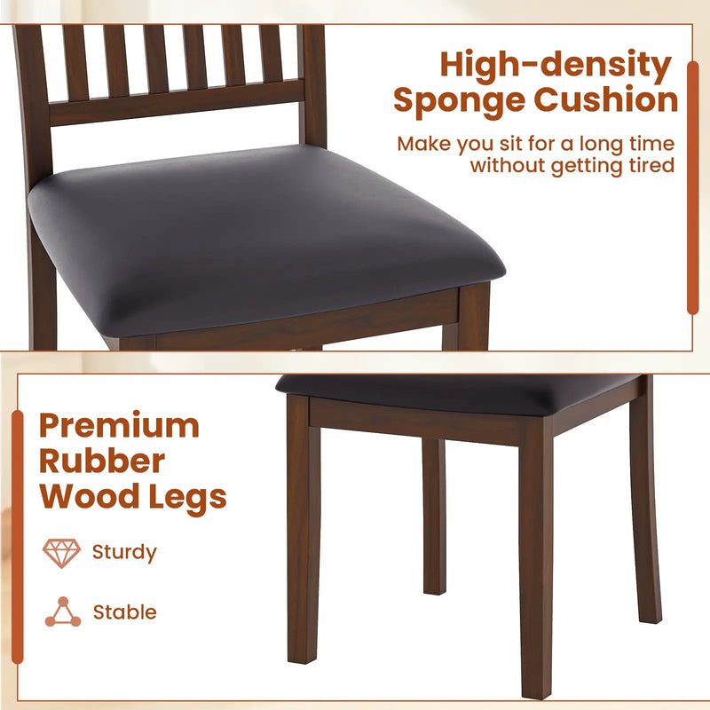 Upholstered Modern Dining Chair Set of 2 with Slanted High Backrest-Brown by DirectDeals