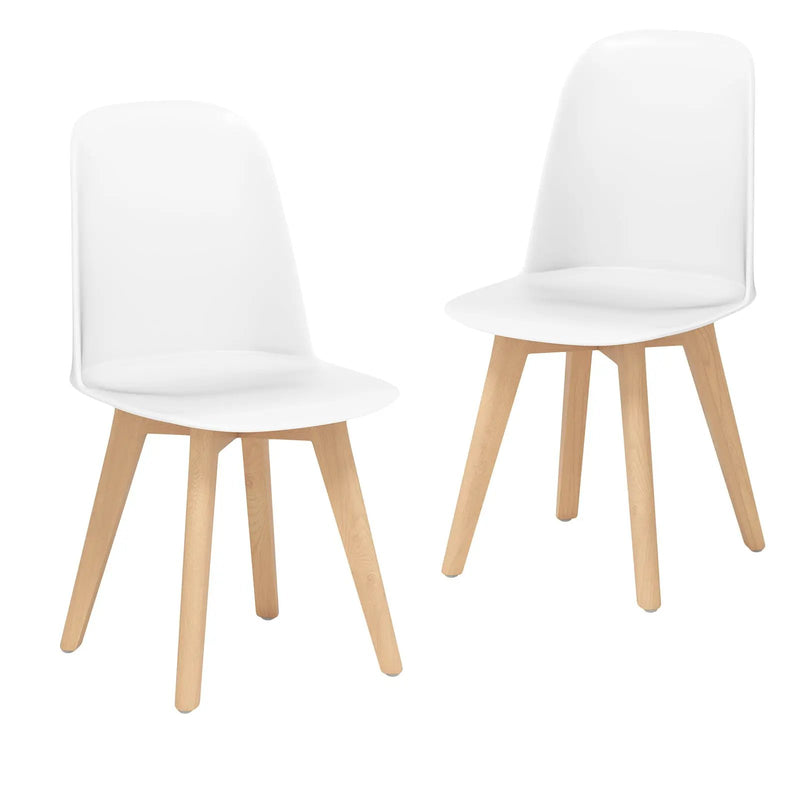 Modern Dining Chair Set of 2 with Solid Beech Wood Legs and Tilt Backrest by DirectDeals