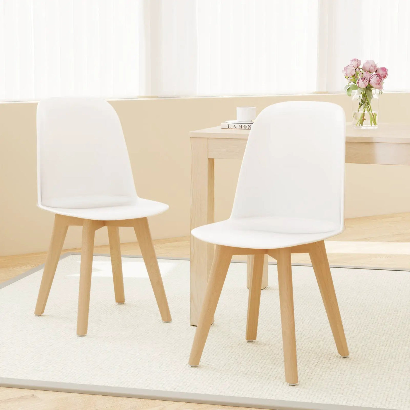 Modern Dining Chair Set of 2 with Solid Beech Wood Legs and Tilt Backrest by DirectDeals