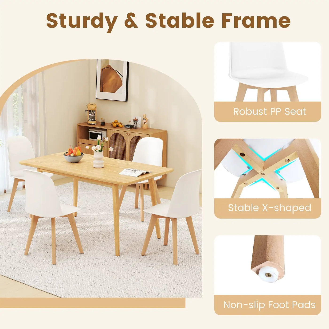 Modern Dining Chair Set of 2 with Solid Beech Wood Legs and Tilt Backrest by DirectDeals