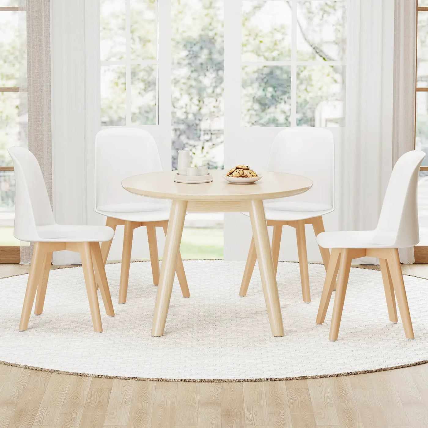 Modern Dining Chair Set of 2 with Solid Beech Wood Legs and Tilt Backrest by DirectDeals