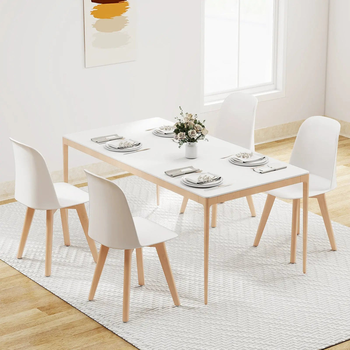 Modern Dining Chair Set of 2 with Solid Beech Wood Legs and Tilt Backrest by DirectDeals