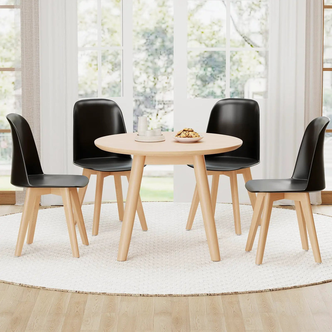 Modern Dining Chair Set of 2 with Solid Beech Wood Legs and Tilt Backrest by DirectDeals