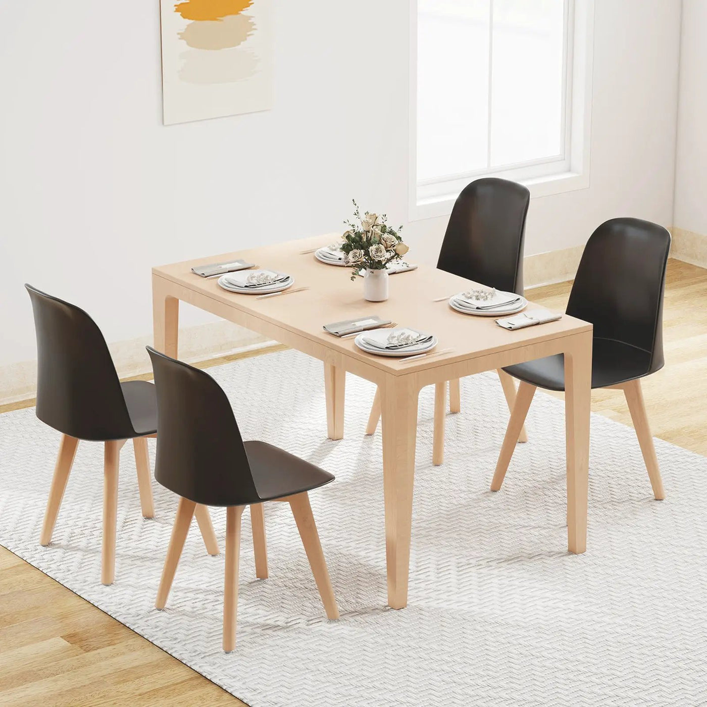 Modern Dining Chair Set of 2 with Solid Beech Wood Legs and Tilt Backrest by DirectDeals