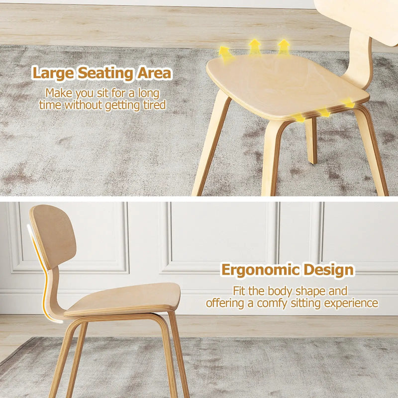 Modern Dining Chair Set of 2 with Wide Seat-Natural by DirectDeals