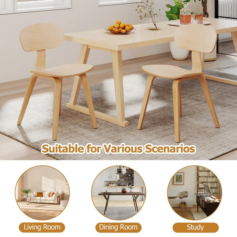 Modern Dining Chair Set of 4 with Wide Seat-Natural by DirectDeals