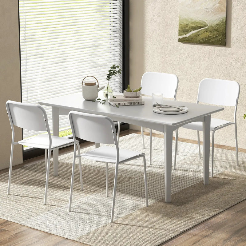 Modern Dining Chairs Set of 4 with Tilted Backrest and Sturdy Metal Legs by DirectDeals
