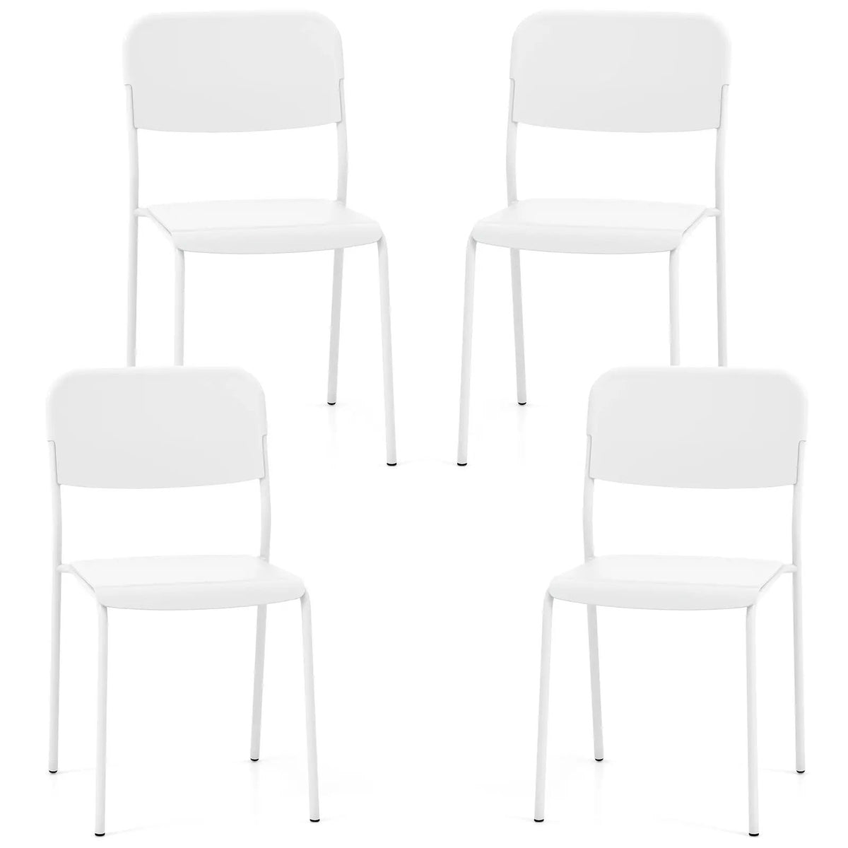 Modern Dining Chairs Set of 4 with Tilted Backrest and Sturdy Metal Legs by DirectDeals