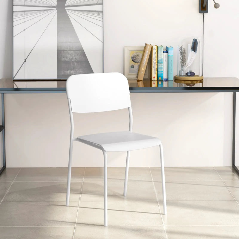 Modern Dining Chairs Set of 4 with Tilted Backrest and Sturdy Metal Legs by DirectDeals