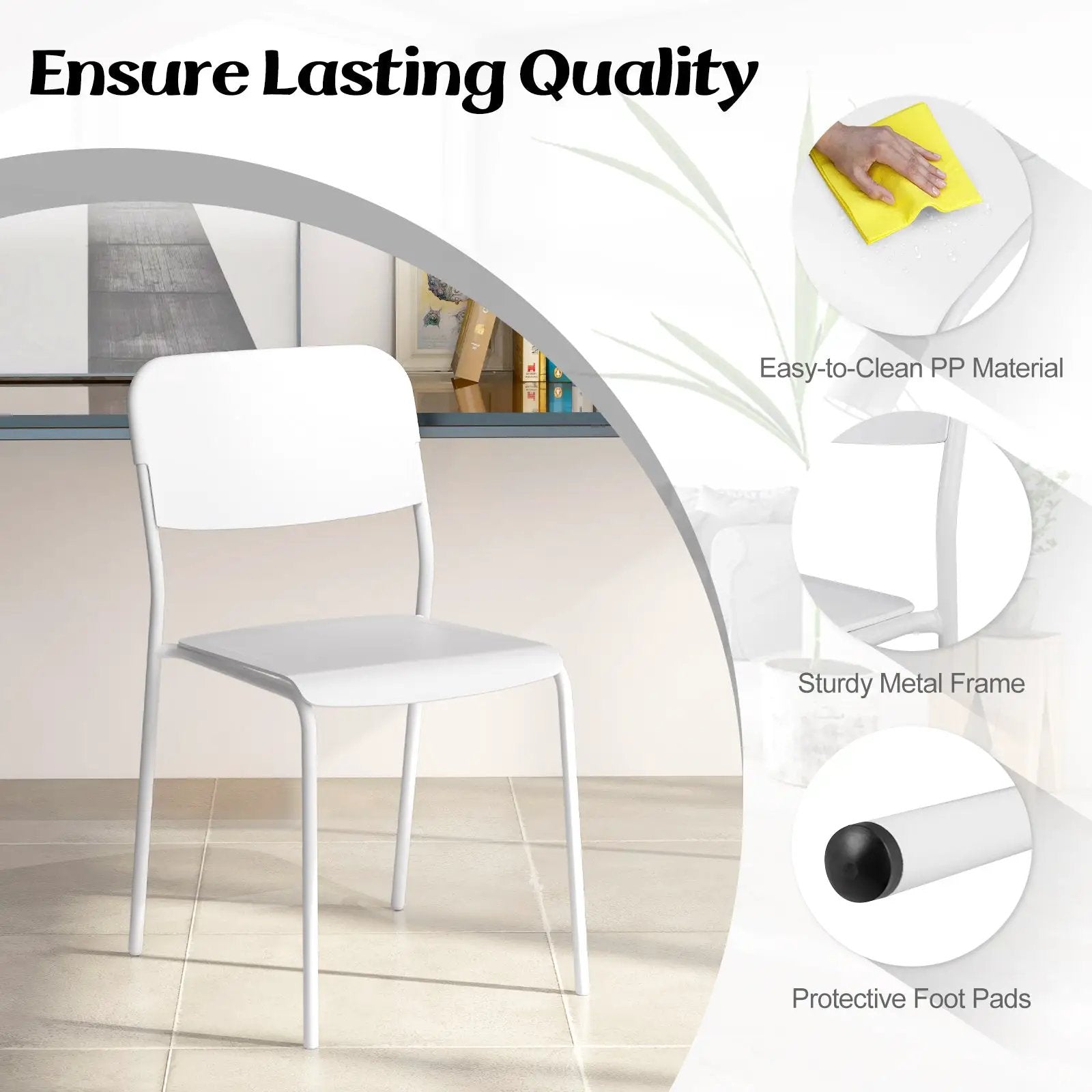 Modern Dining Chairs Set of 4 with Tilted Backrest and Sturdy Metal Legs by DirectDeals