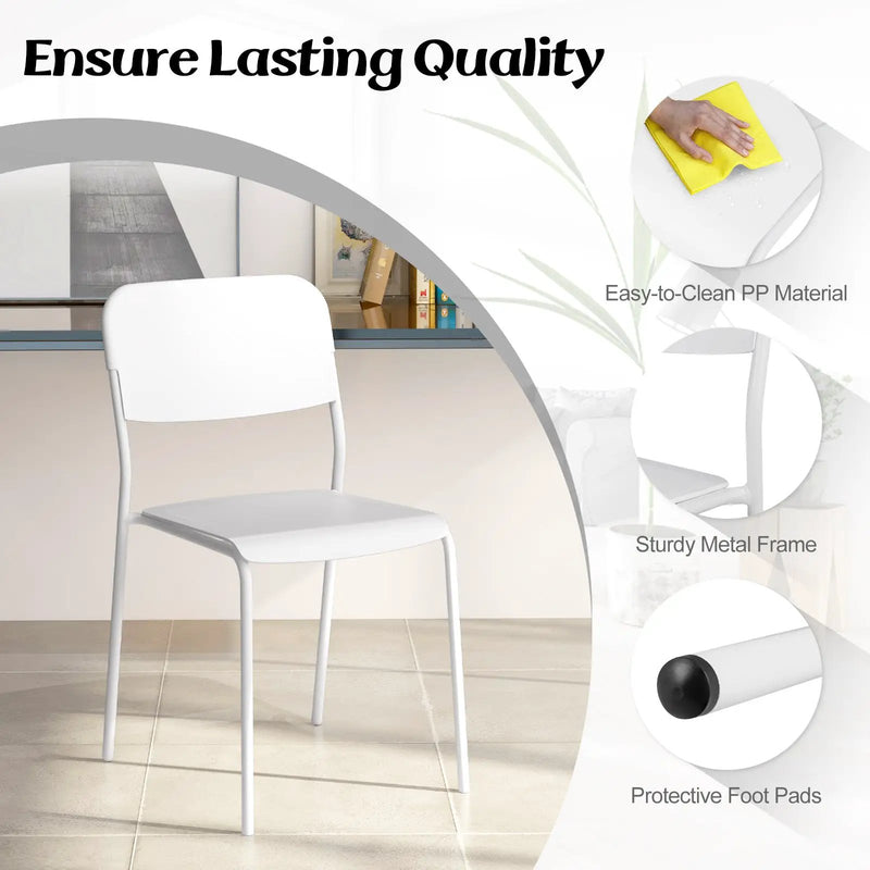 Modern Dining Chairs Set of 4 with Tilted Backrest and Sturdy Metal Legs by DirectDeals