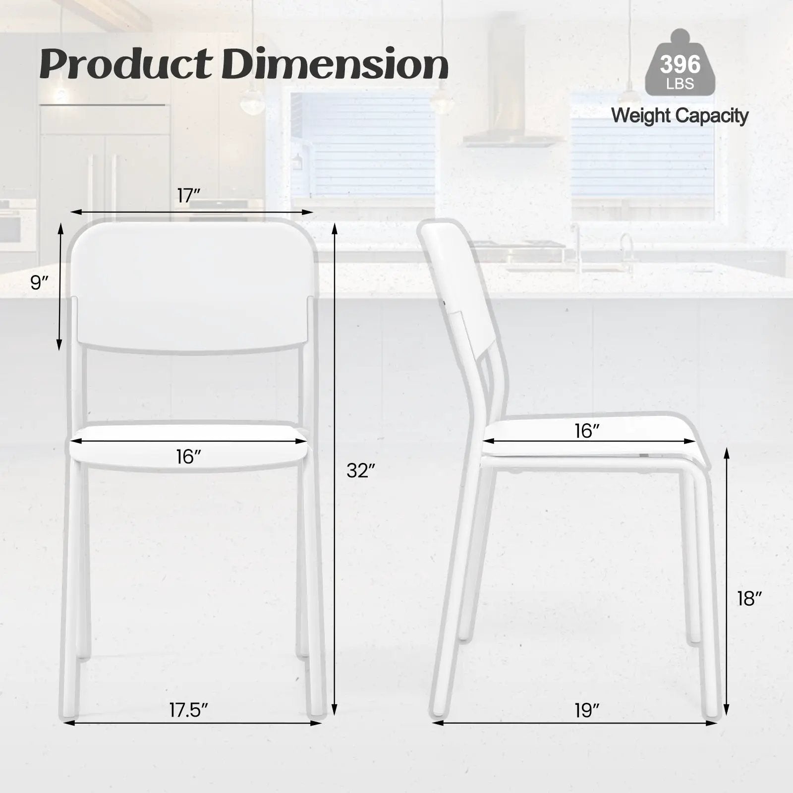 Modern Dining Chairs Set of 4 with Tilted Backrest and Sturdy Metal Legs by DirectDeals