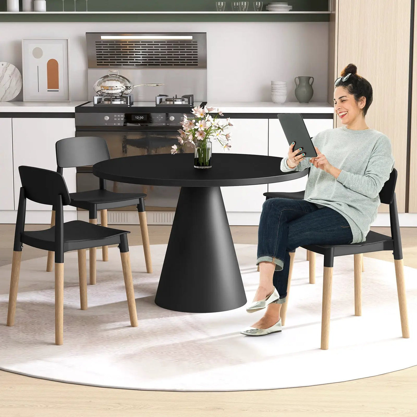 Modern Dining Side Chairs Set of 4 with Ergonomic Backrest for Dining Room by DirectDeals