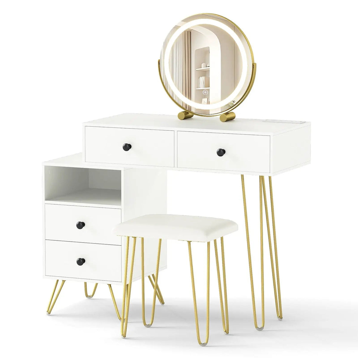 Modern Dressing Table with Storage Cabinet by DirectDeals