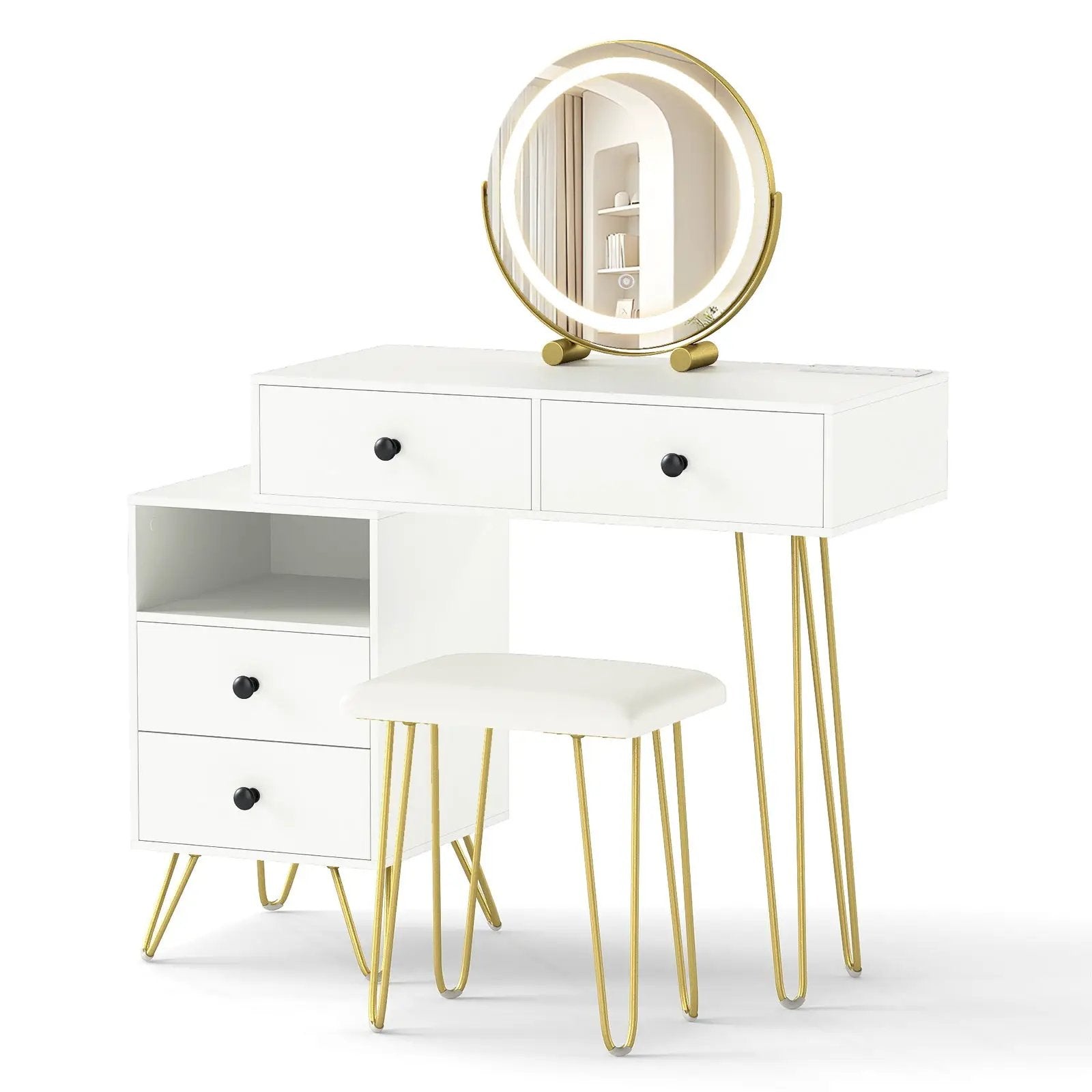 Modern Dressing Table with Storage Cabinet by DirectDeals
