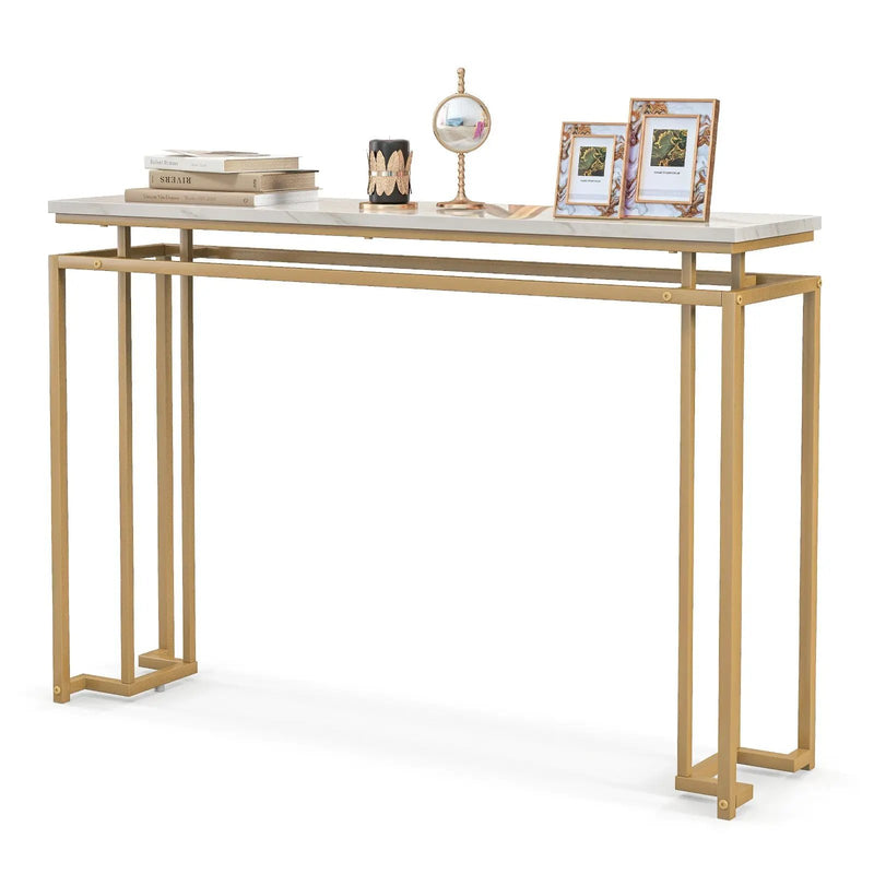 Modern Entryway Table with Gold Heavy-duty Metal Frame and Anti-toppling Kit for Living Room by DirectDeals