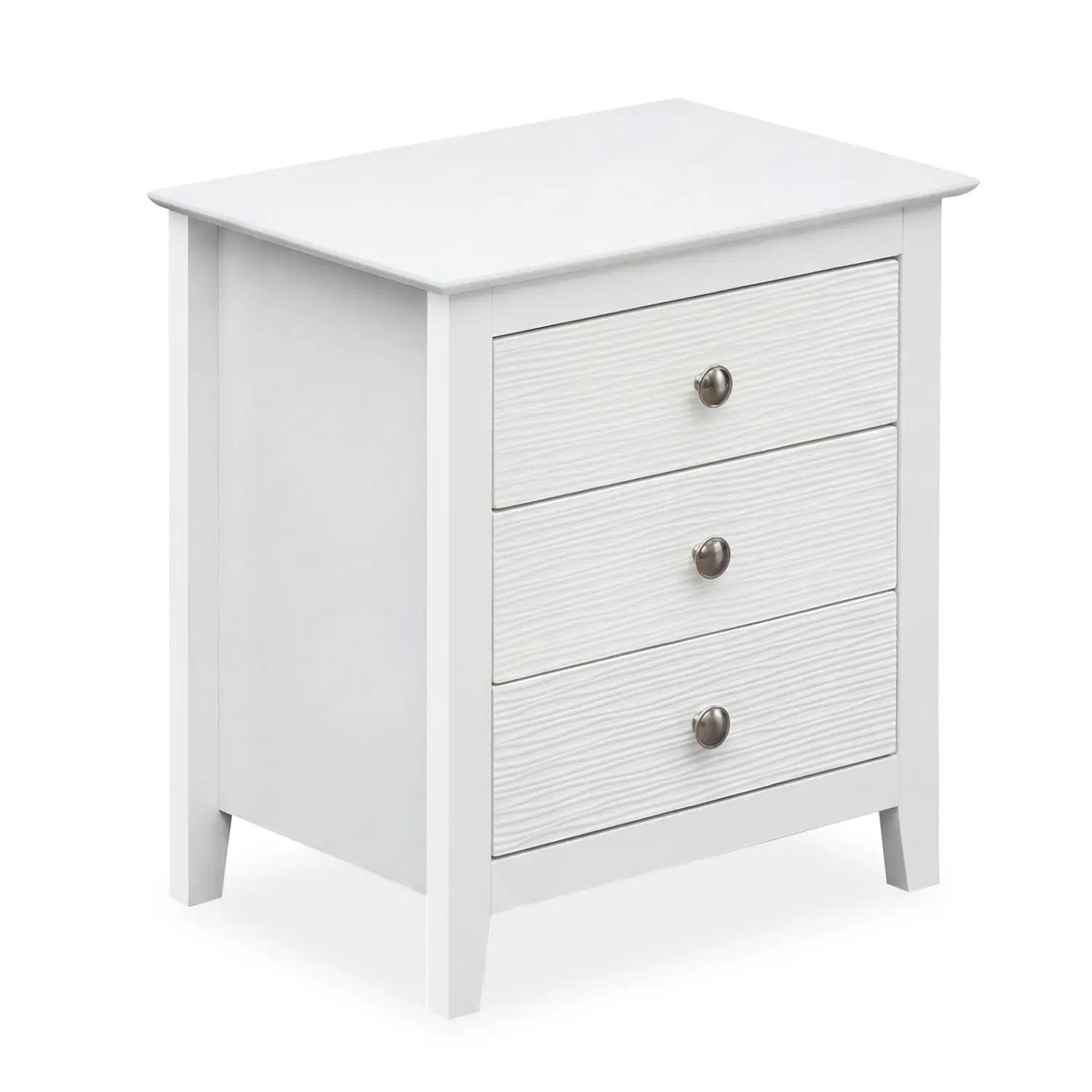 Modern Farmhouse 3-Drawer NightStand with Wood Grain Accents and Sleek Knobs by DirectDeals