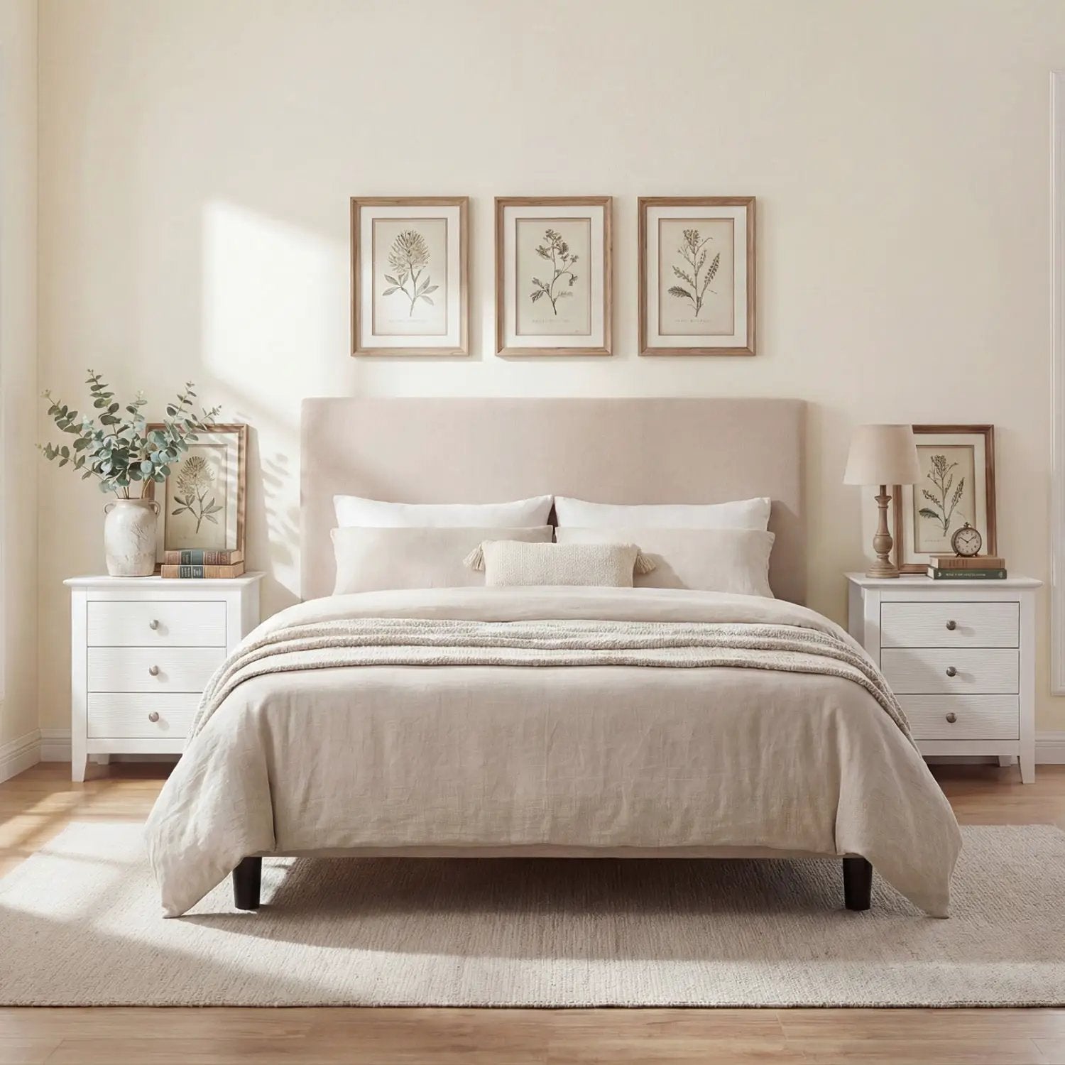 Modern Farmhouse 3-Drawer NightStand with Wood Grain Accents and Sleek Knobs by DirectDeals