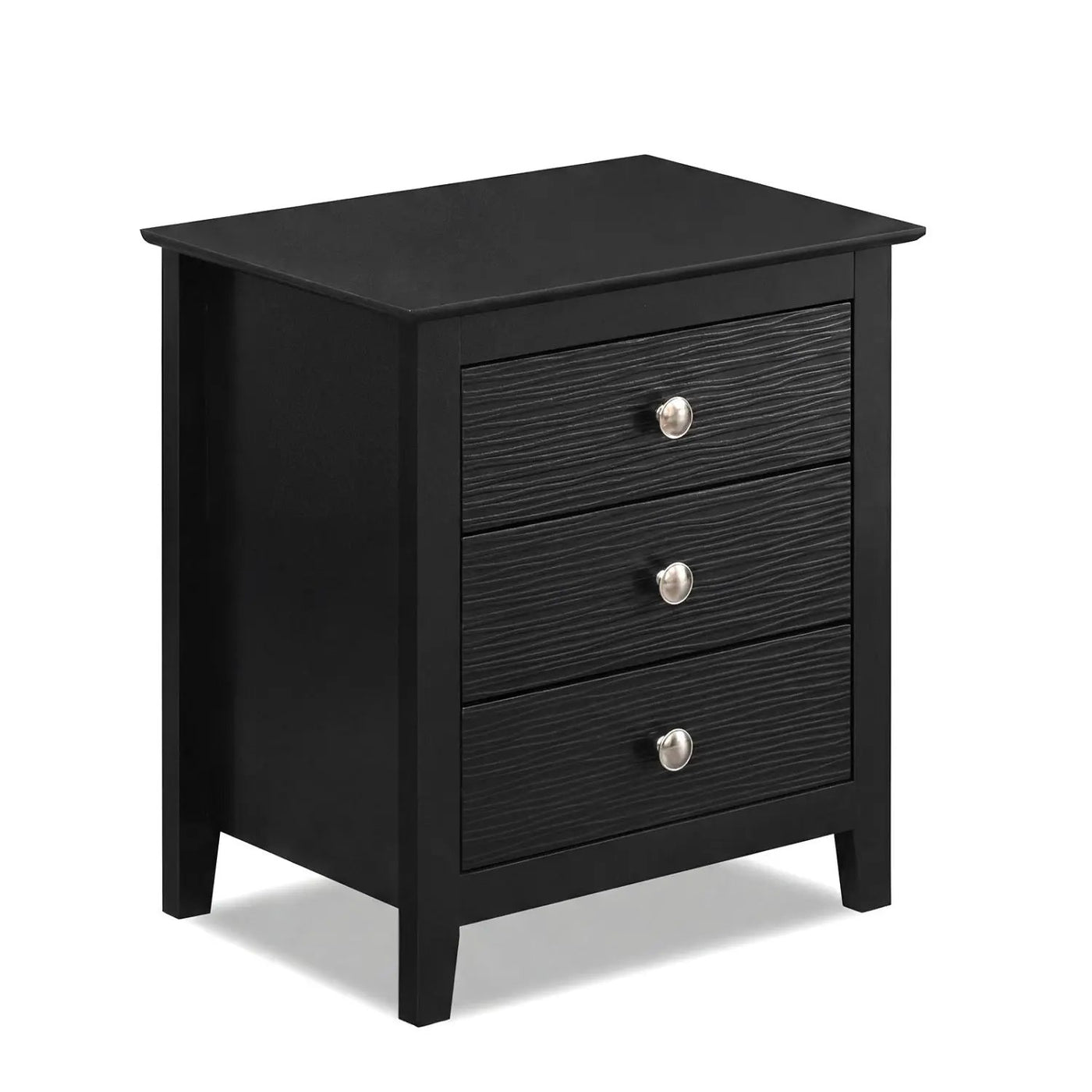 Modern Farmhouse 3-Drawer NightStand with Wood Grain Accents and Sleek Knobs by DirectDeals