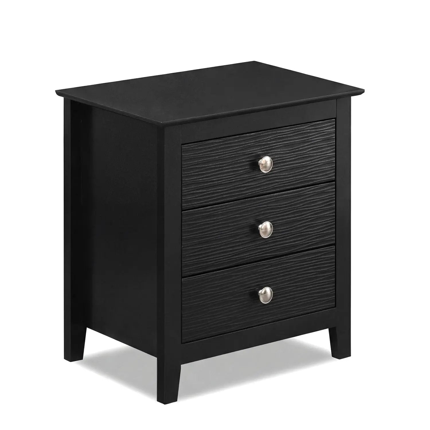 Modern Farmhouse 3-Drawer NightStand with Wood Grain Accents and Sleek Knobs by DirectDeals