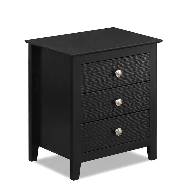 Modern Farmhouse 3-Drawer NightStand with Wood Grain Accents and Sleek Knobs by DirectDeals