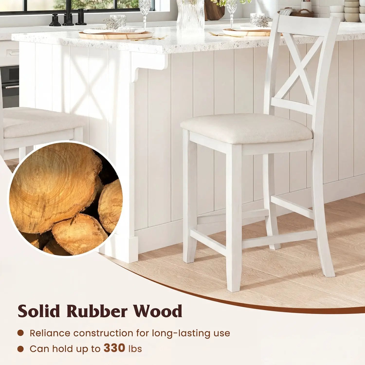 Counter Height Bar Stools with Cushion and Footrest by DirectDeals