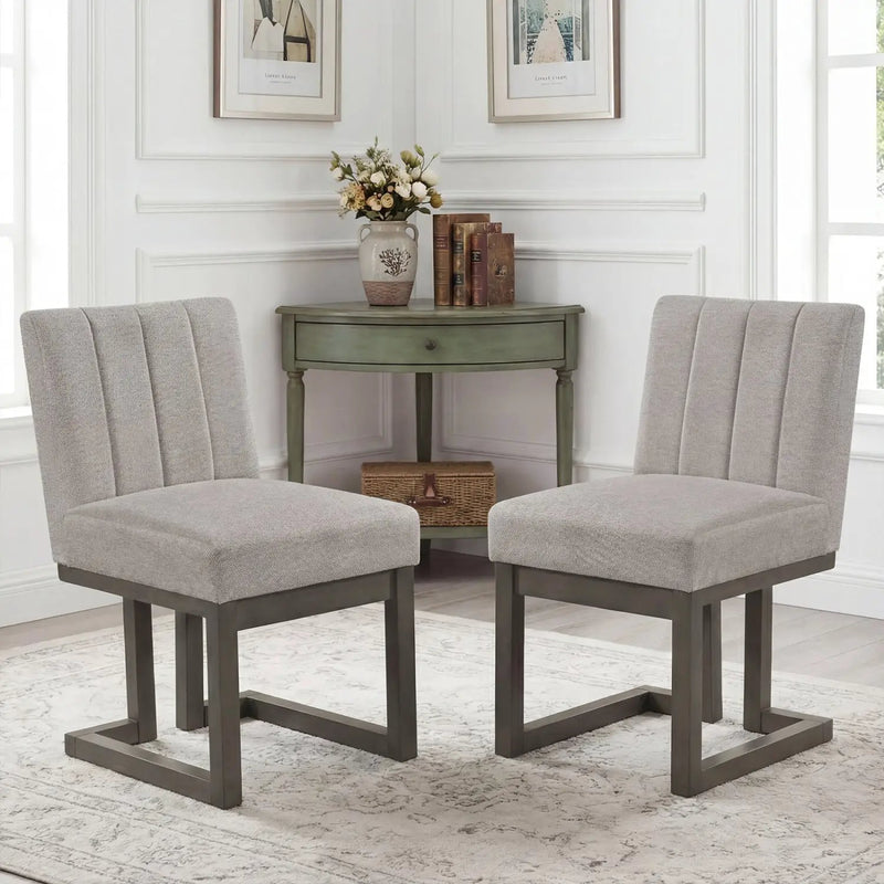 Modern Farmhouse Fabric Dining Chairs Set of 2 with 5.5" Thickened Padded Seat by DirectDeals