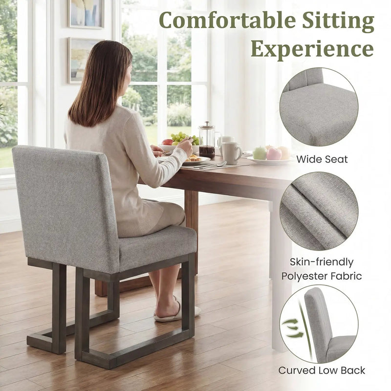 Modern Farmhouse Fabric Dining Chairs Set of 2 with 5.5" Thickened Padded Seat by DirectDeals