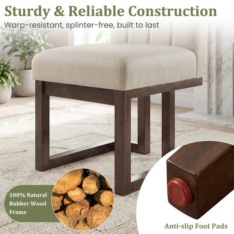 Modern Farmhouse Fabric Dining Chairs Set of 2 with 5.5" Thickened Padded Seat by DirectDeals