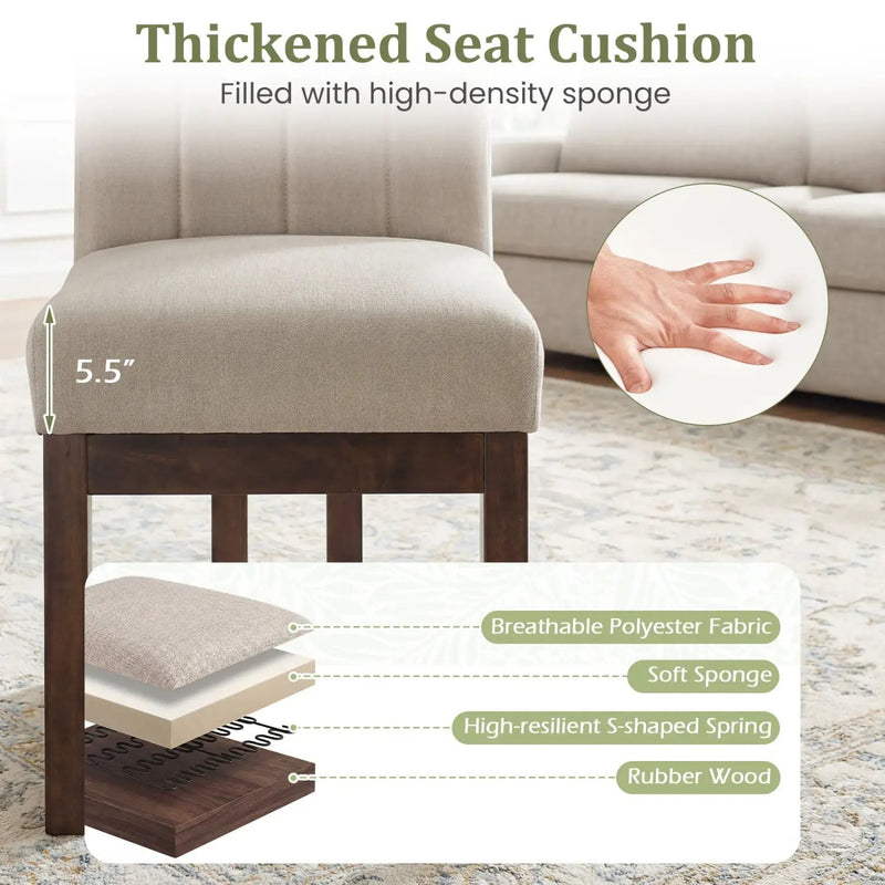 Modern Farmhouse Fabric Dining Chairs Set of 2 with 5.5" Thickened Padded Seat by DirectDeals