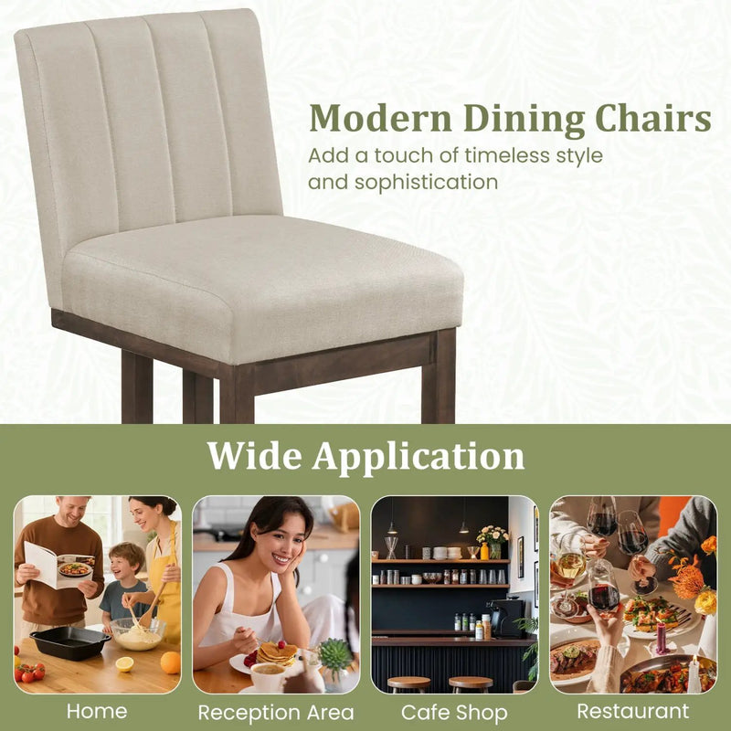 Modern Farmhouse Fabric Dining Chairs Set of 2 with 5.5" Thickened Padded Seat by DirectDeals