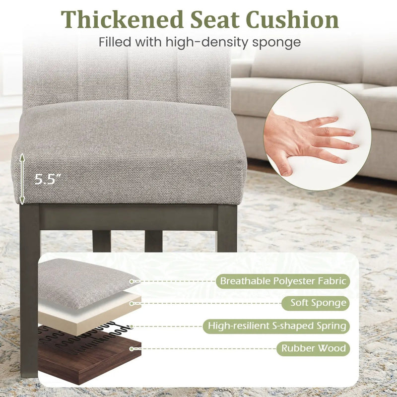 Modern Farmhouse Fabric Dining Chairs Set of 4 with 5.5" Thickened Padded Seat by DirectDeals