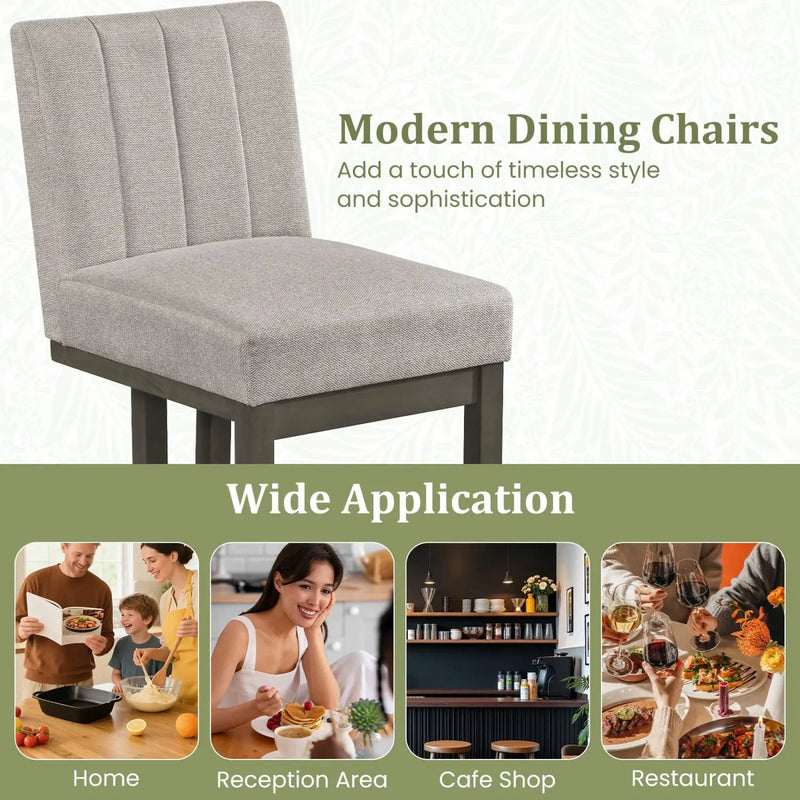 Modern Farmhouse Fabric Dining Chairs Set of 4 with 5.5" Thickened Padded Seat by DirectDeals