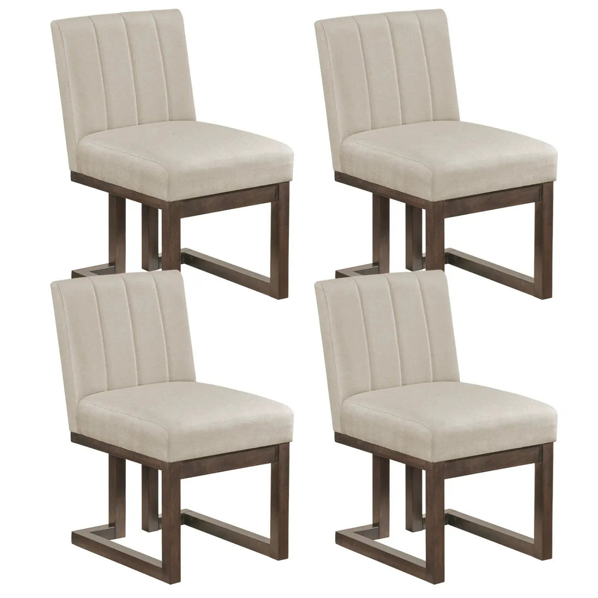 Modern Farmhouse Fabric Dining Chairs Set of 4 with 5.5" Thickened Padded Seat by DirectDeals