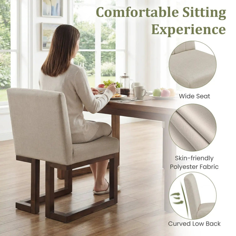 Modern Farmhouse Fabric Dining Chairs Set of 4 with 5.5" Thickened Padded Seat by DirectDeals