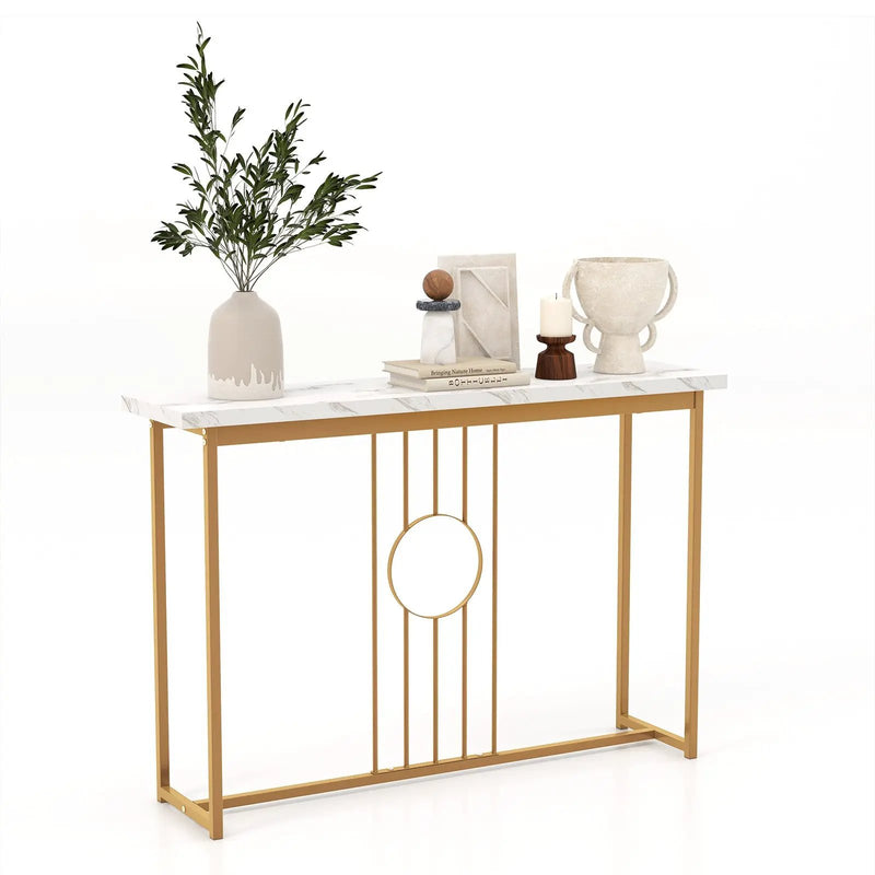 Modern Faux Marble Top Entryway Table-White by DirectDeals