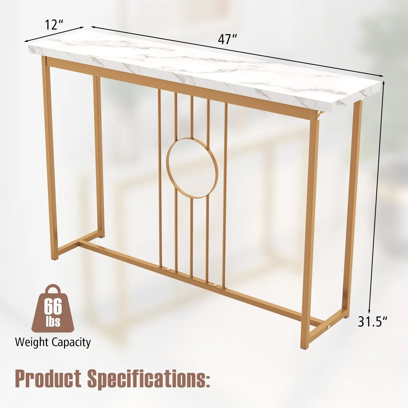 Modern Faux Marble Top Entryway Table-White by DirectDeals